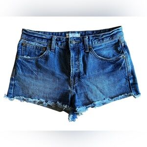 Free People FP Women’s Boho Button-Fly Cut Off Denim Jean Shorts Sz 27 High-Rise